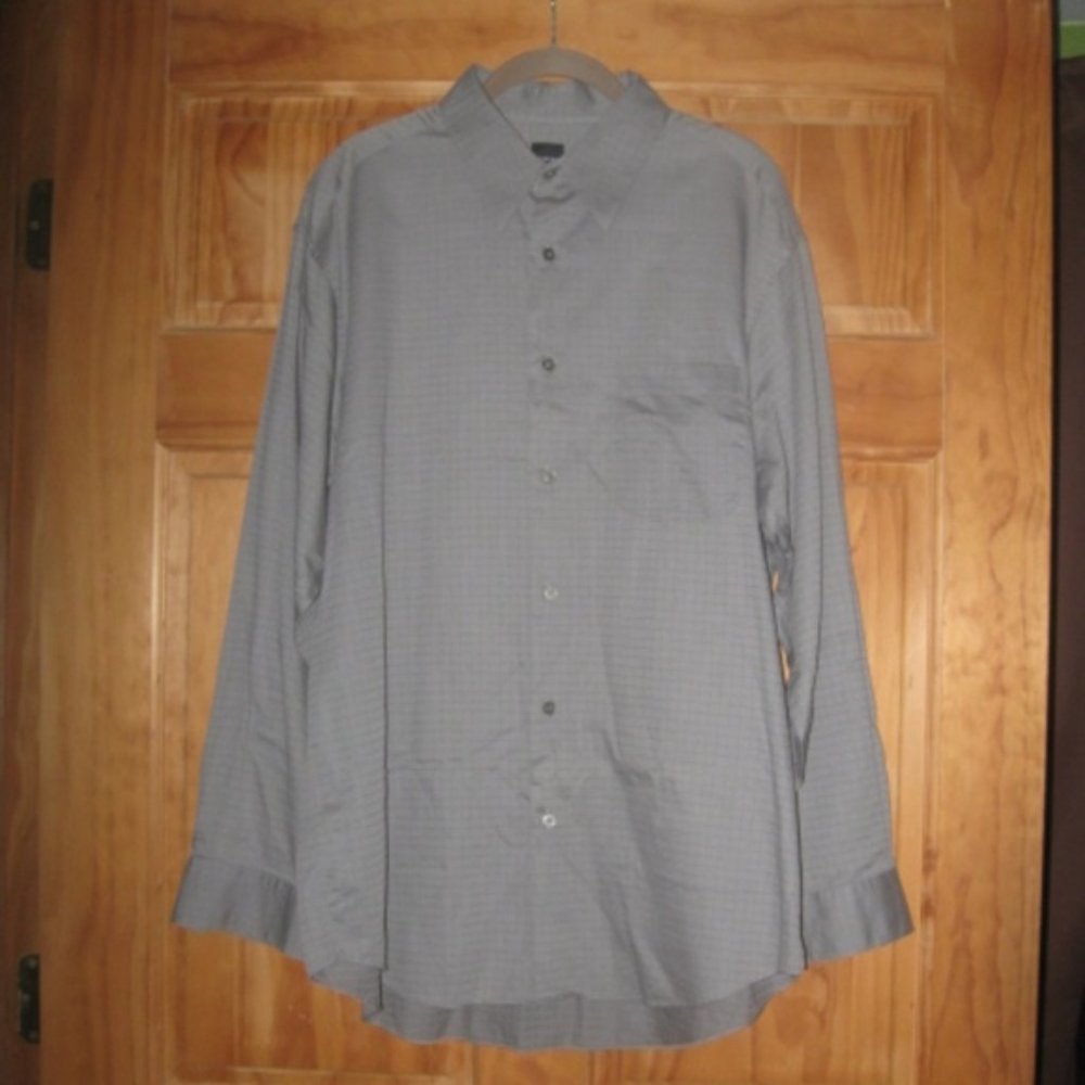 Slates Gray Checkered Long Sleeve Button Down Shirt